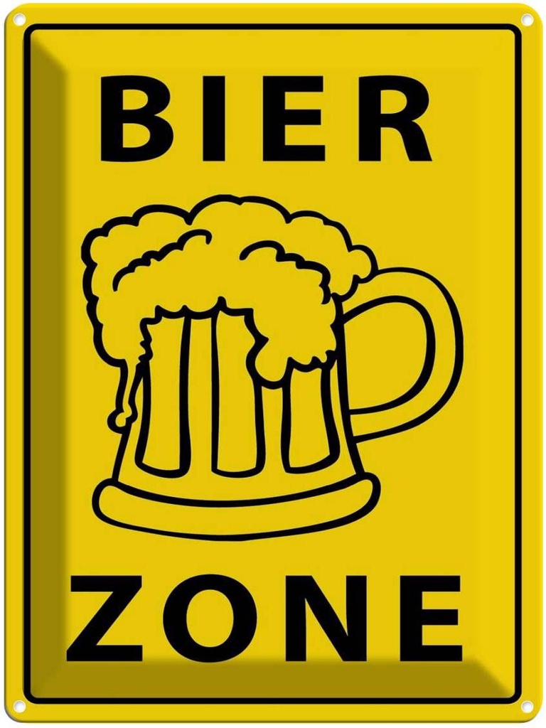 [LA-1789123] Blechschild 40x30 cm Bier Zone gelbes Bar Club Alkohol