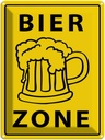 Blechschild 40x30 cm Bier Zone gelbes Bar Club Alkohol