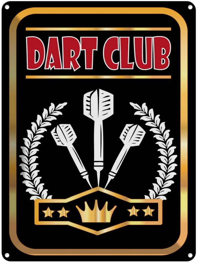 Blechschild 40x30 cm Dart Club schwarzes