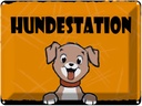 Blechschild 30x40 cm Hundestation (orange) Hund