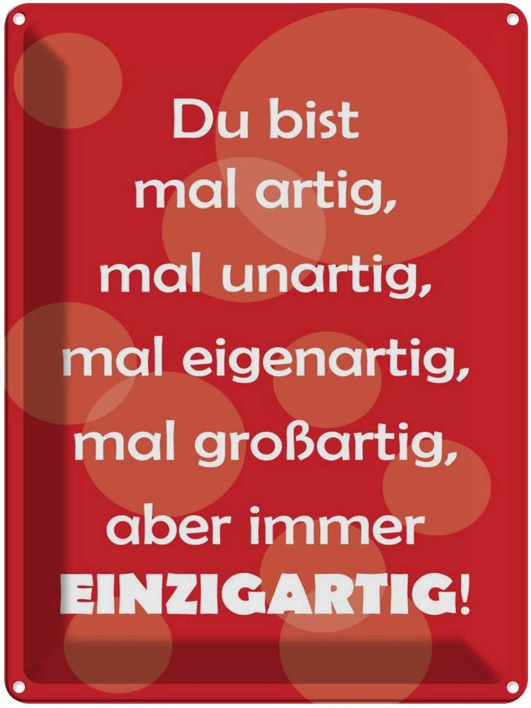 [LA-1789154] Blechschild 40x30 cm Du bist Einzigartig Spruch Zitat