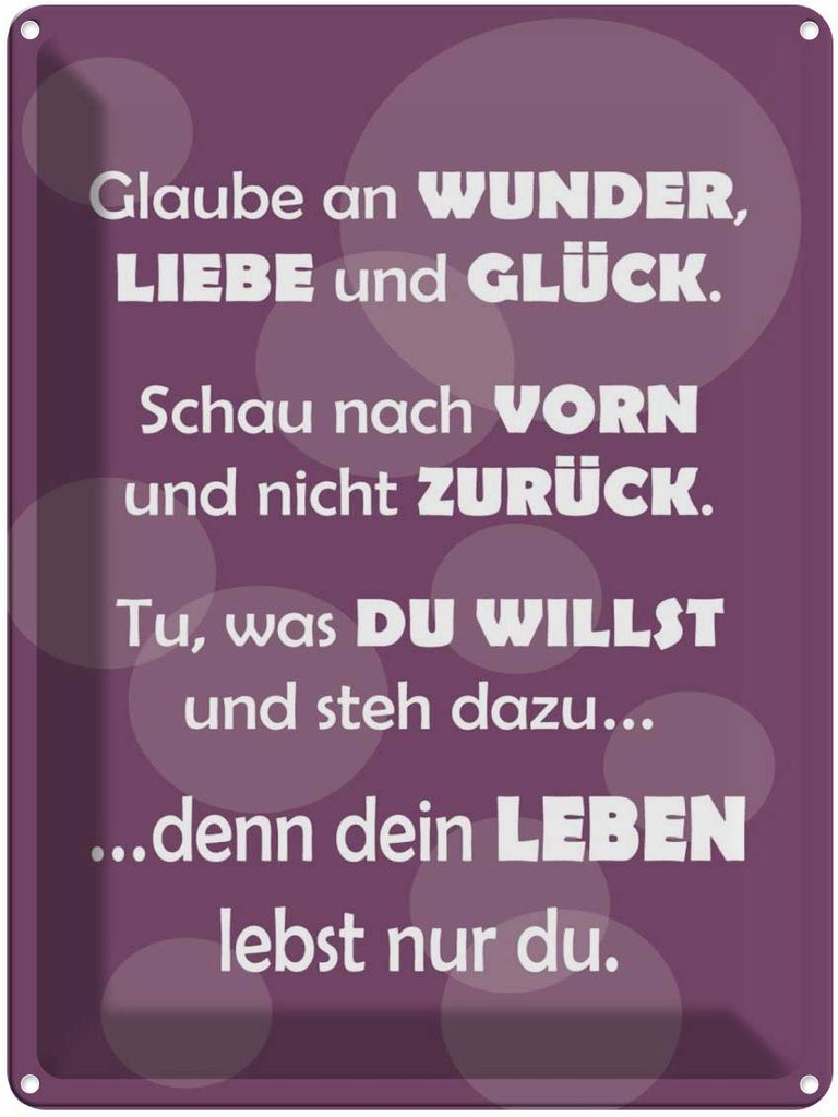 [LA-1789156] Blechschild 40x30 cm Dein Leben lebst nur Du Spruch Zitat