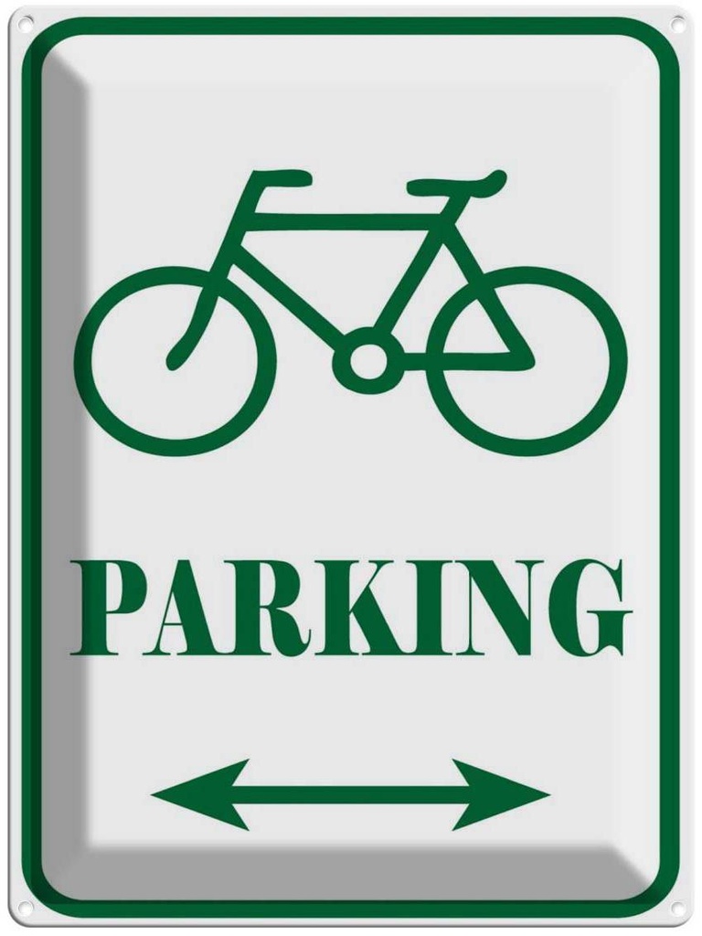Blechschild 40x30 cm Fahrrad Parking weiß- grünes