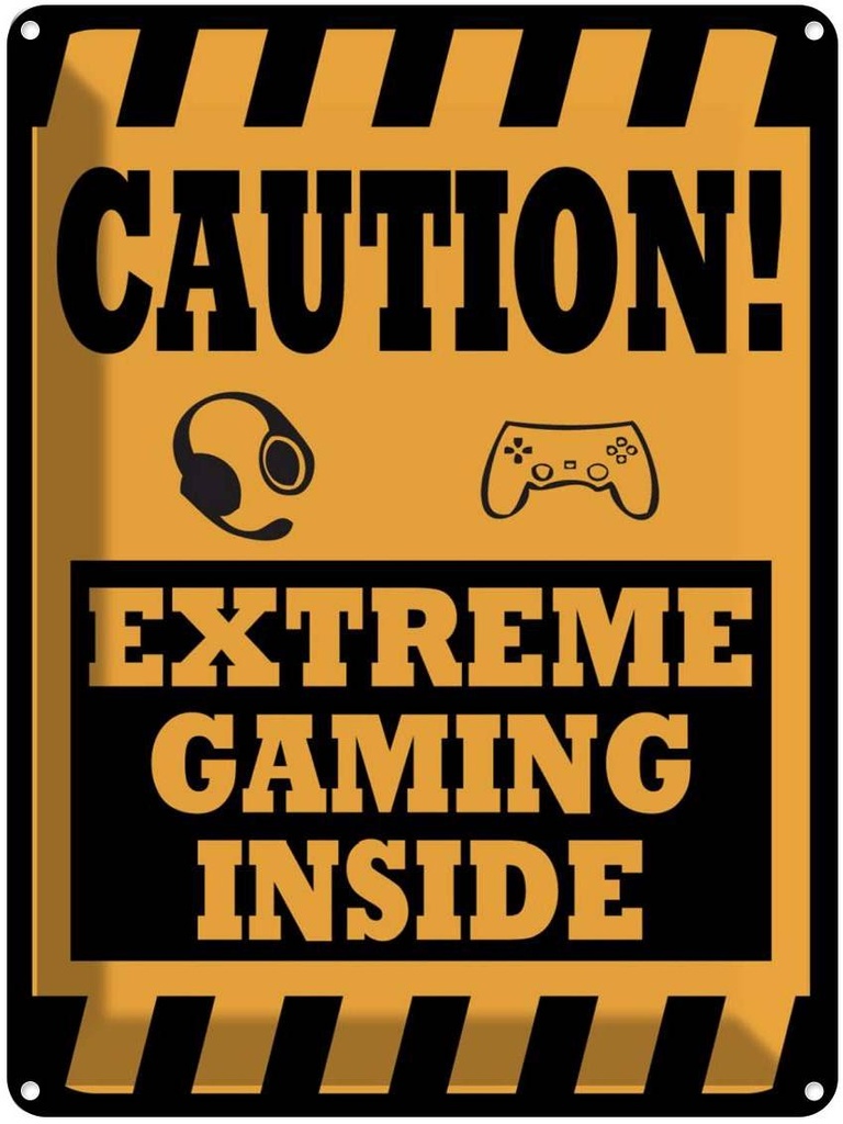 Blechschild 40x30 cm Coution extreme gaming inside