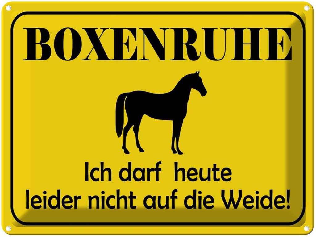 [LA-1789165] Blechschild 30x40 cm Boxenruhe nicht auf die Weide Pferd Warnschild Hinweisschild Sicherheit Vorsicht