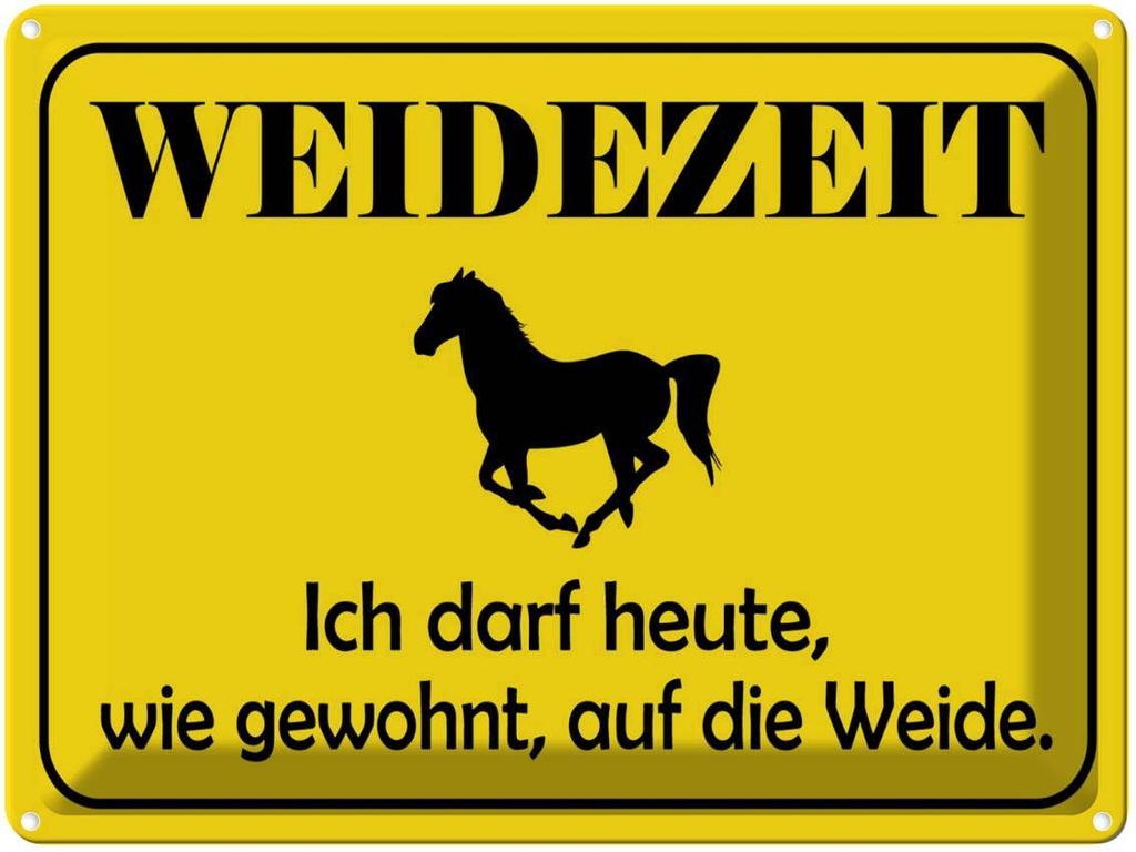 [LA-1789166] Blechschild 30x40 cm Weidenzeit Pferd Warnschild Hinweisschild Sicherheit Vorsicht