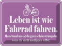 Blechschild 30x40 cm Leben ist wie Fahrrad fahren Spruch Zitat
