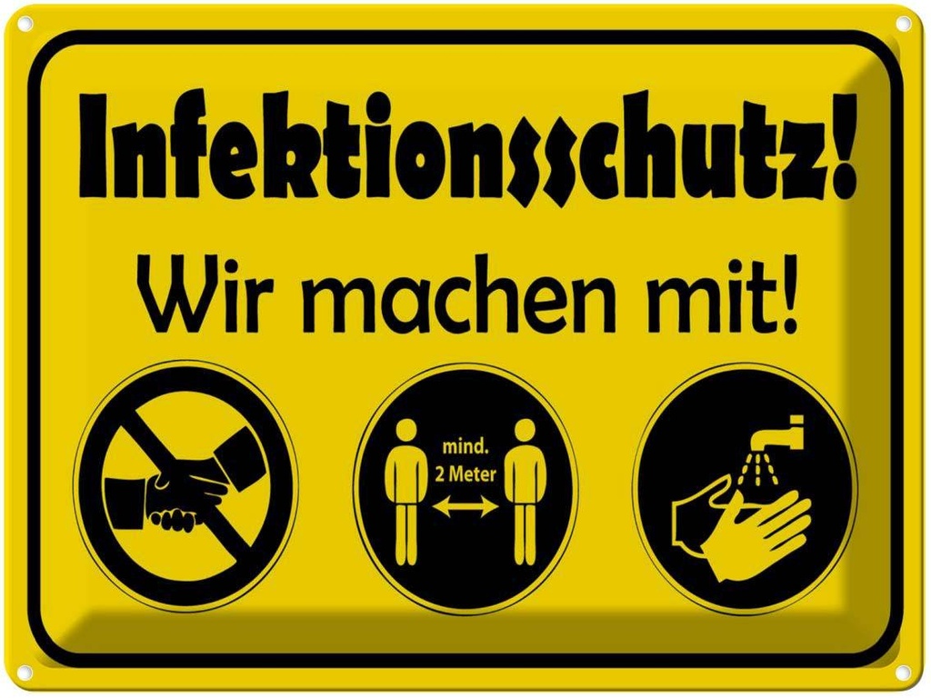 [LA-1789177] Blechschild 30x40 cm Infektionsschutz wir machen mit Warnschild Hinweisschild Sicherheit Vorsicht