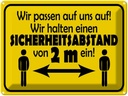 Blechschild 30x40 cm Sicherheitsabstand 2m Warnschild Hinweisschild Sicherheit Vorsicht