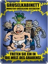 Blechschild 40x30 cm Gruselkabinett Treten Sie ein Spruch Zitat