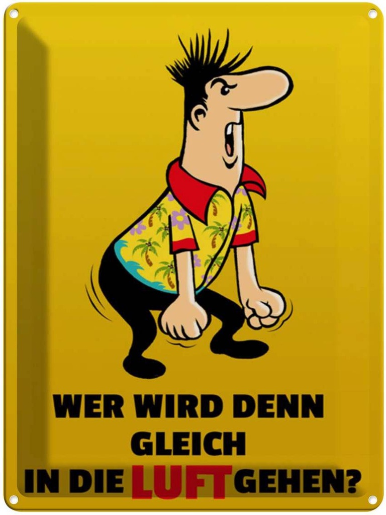 [LA-1789194] Blechschild 40x30 cm Wer wird denn gleich in Luft gehen Spruch Zitat