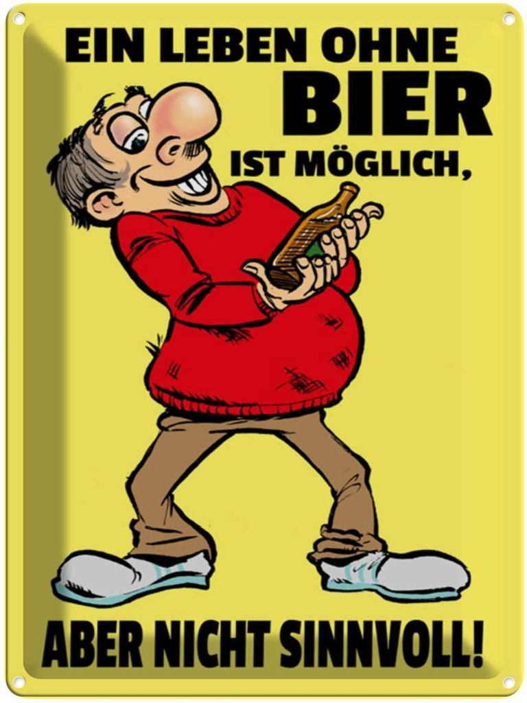[LA-1789199] Blechschild 40x30 cm Alkohol Leben ohne Bier ist möglich aber Spruch Zitat