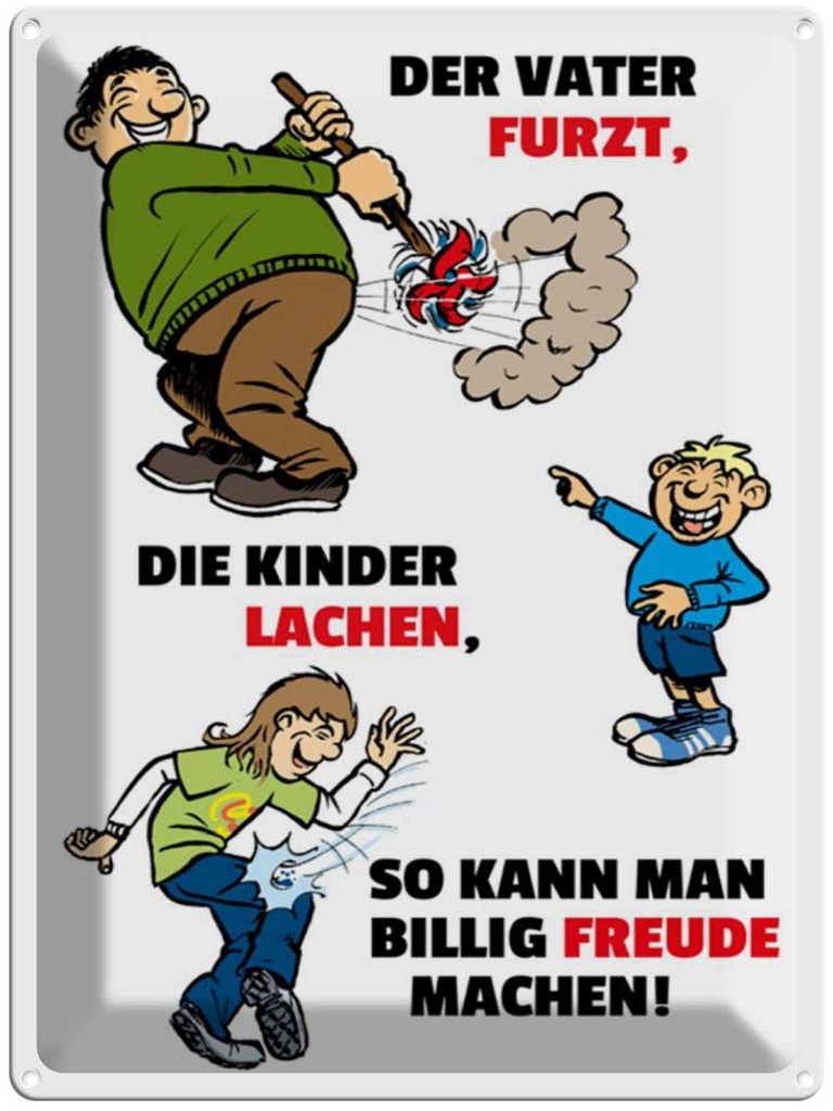 [LA-1789208] Blechschild 40x30 cm Vater furzt Kinder lachen Spruch Zitat