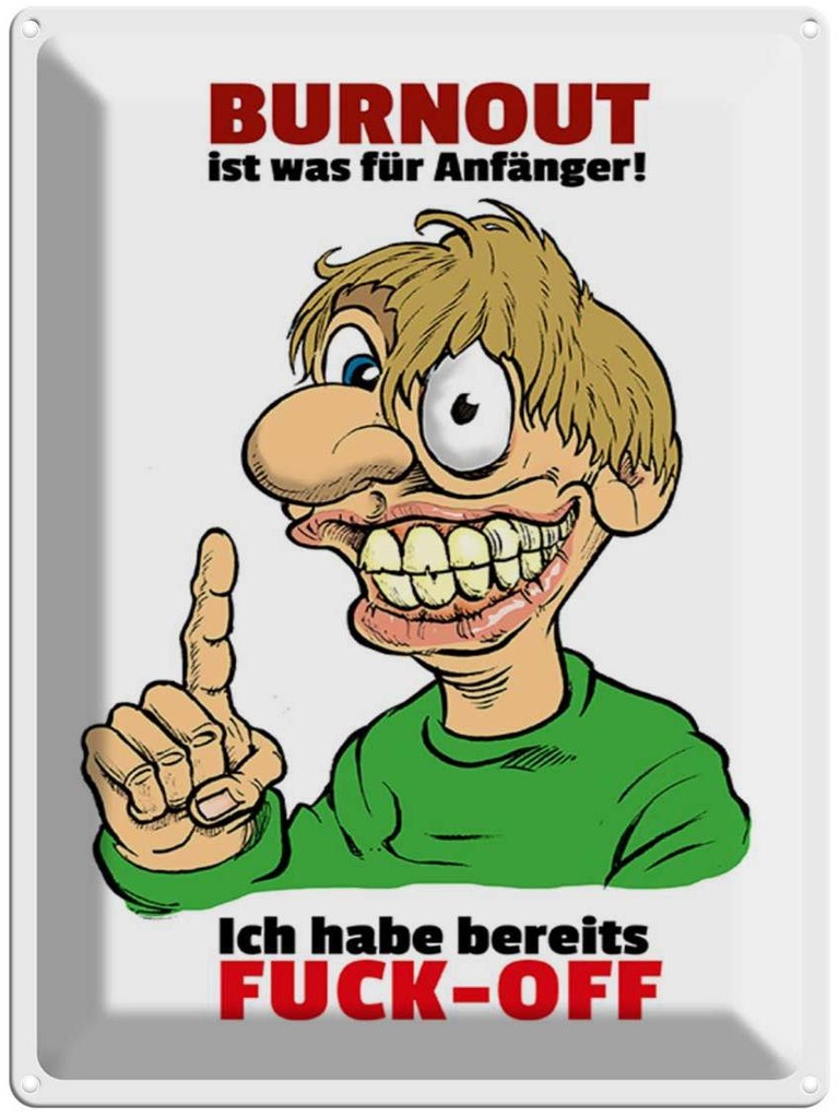 [LA-1789243] Blechschild 40x30 cm Burnout für Anfänger habe FUCK-OFF Spruch Zitat