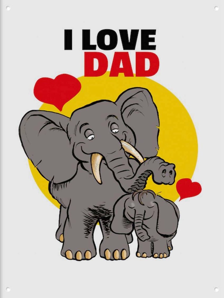 Blechschild 40x30 cm I love Dad (Elefanten)