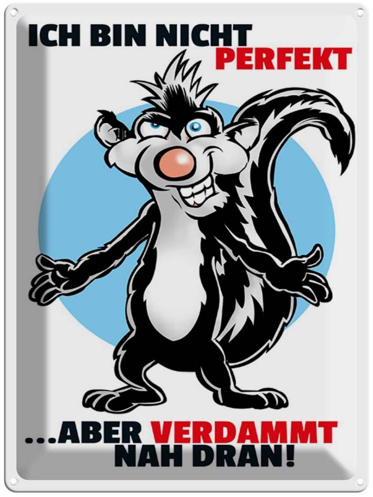 [LA-1789283] Blechschild 40x30 cm Bin nicht perfekt aber nah dran Spruch Zitat