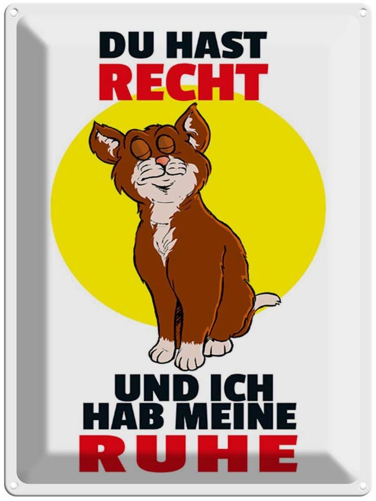 [LA-1789314] Blechschild 40x30 cm Du hast Recht und ich Ruhe (Katze) Katze