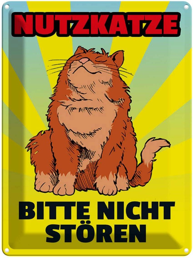[LA-1789322] Blechschild 40x30 cm Nutzkatze bitte nicht stören Katze