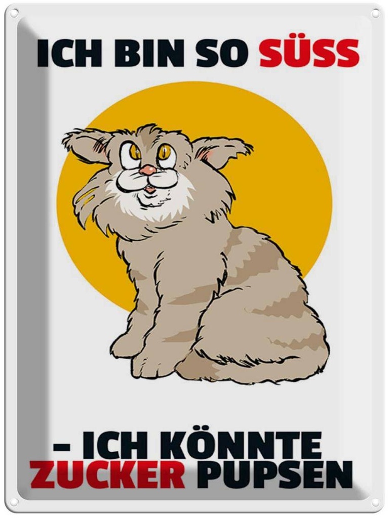 [LA-1789325] Blechschild 40x30 cm Bin süß könnte Zucker pupsen (Katze) Katze