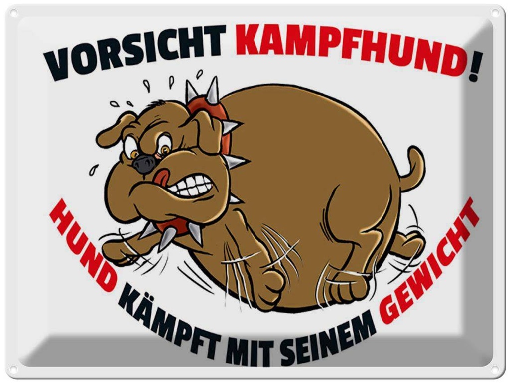 [LA-1789333] Blechschild 30x40 cm Kampfhund kämpft mit Gewicht Hund