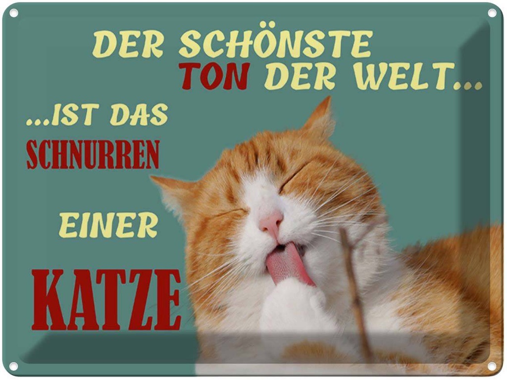 [LA-1789340] Blechschild 30x40 cm Schönste Ton ist Katzenschnurren Katze