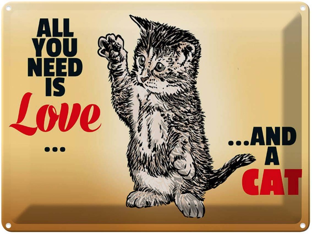 Blechschild 30x40 cm All you need is love and a cat