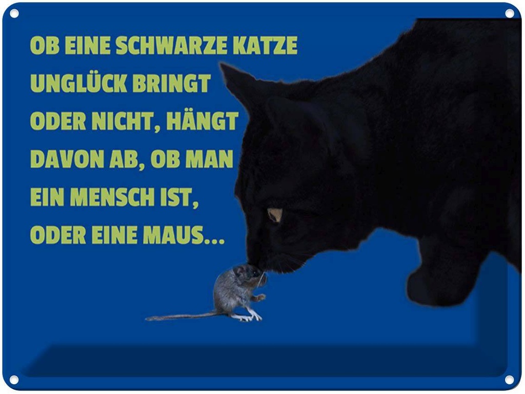 [LA-1789348] Blechschild 30x40 cm Mensch oder Maus (Katze) Katze