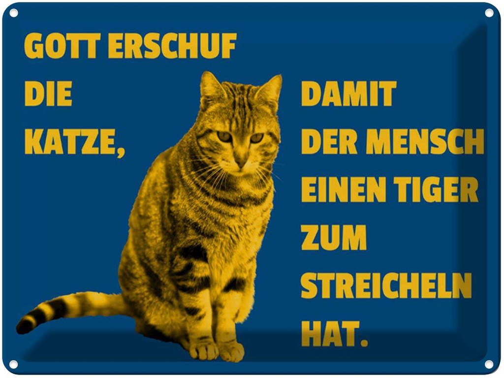 [LA-1789352] Blechschild 30x40 cm Katze Tiger zum streicheln