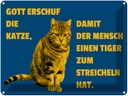 Blechschild 30x40 cm Katze Tiger zum streicheln