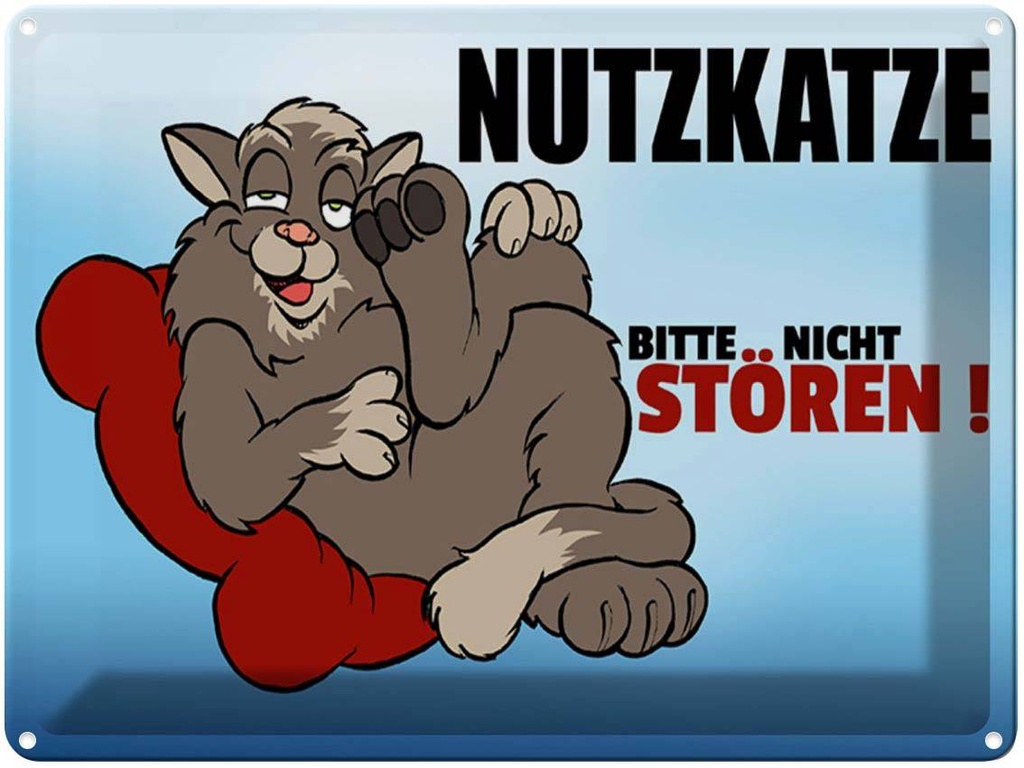 [LA-1789356] Blechschild 30x40 cm Nutzkatze bitte nicht stören blaues Katze