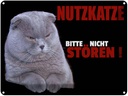 Blechschild 30x40 cm Nutzkatze bitte nicht stören schwarz Katze