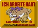 Blechschild 30x40 cm Arbeite damit Katze Luxusleben hat