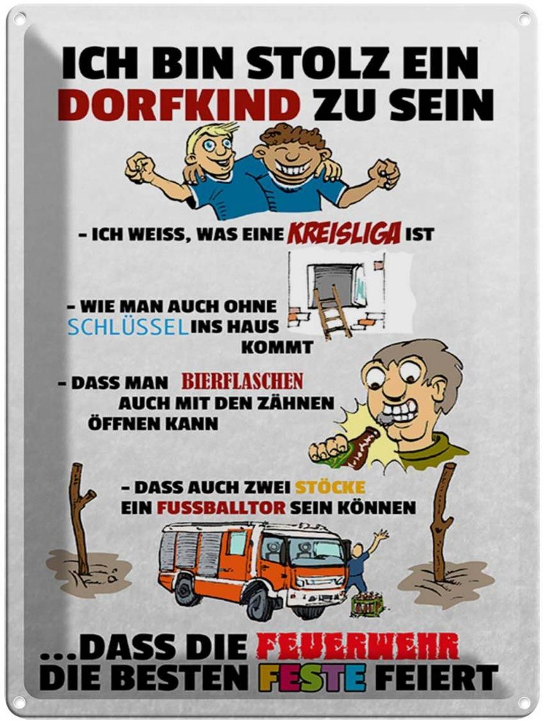 [LA-1789363] Blechschild 40x30 cm Stolz Dorfkind zu sein Spruch Zitat