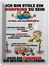 Blechschild 40x30 cm Stolz Dorfkind zu sein Spruch Zitat