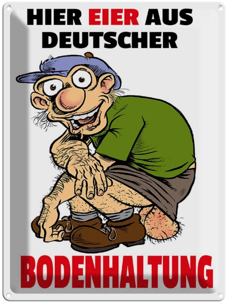 [LA-1789367] Blechschild 40x30 cm Hier Eier aus deutscher Bodenhaltung Spruch Zitat