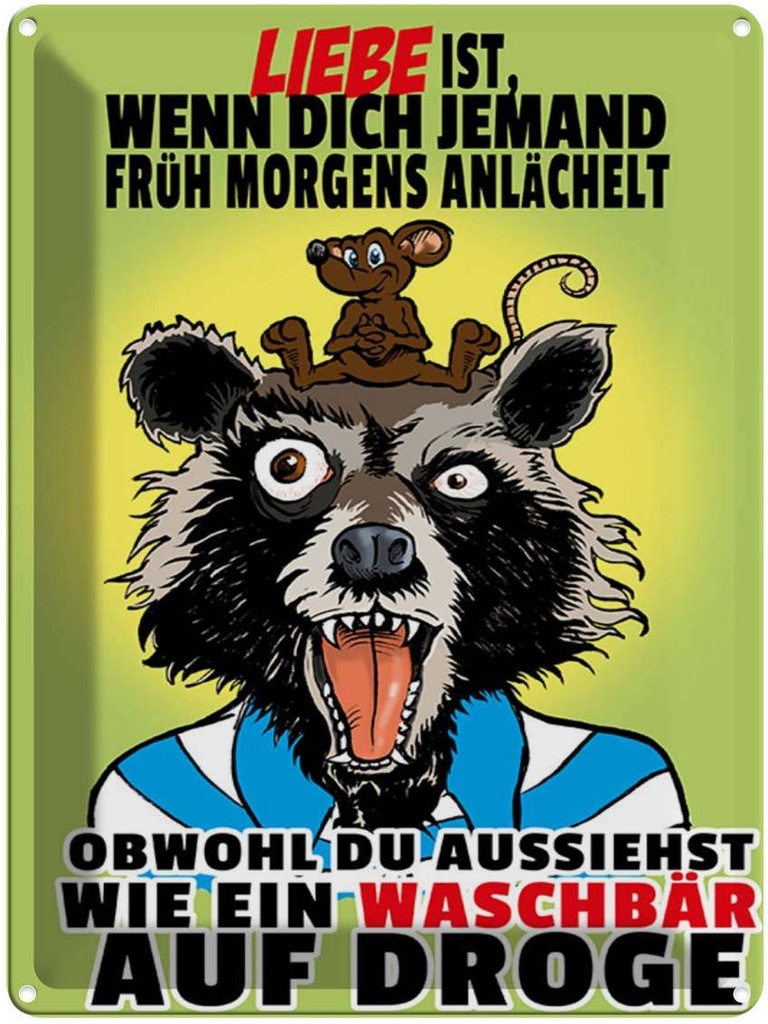 [LA-1789373] Blechschild 40x30 cm Liebe ist wenn morgens angelächelt