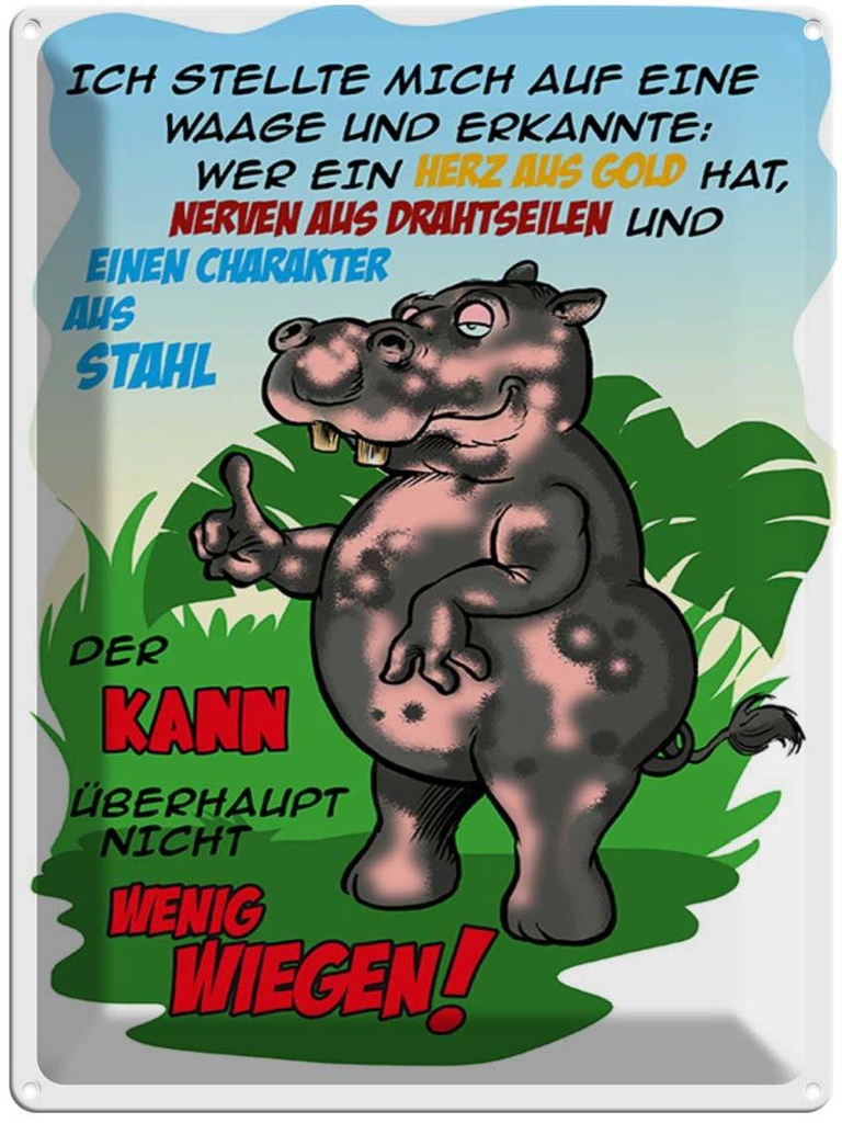 [LA-1789376] Blechschild 40x30 cm Ich stellte mich auf Waage Spruch Zitat