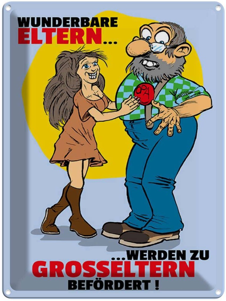 [LA-1789379] Blechschild 40x30 cm Eltern werden zu Großeltern befördert Spruch Zitat