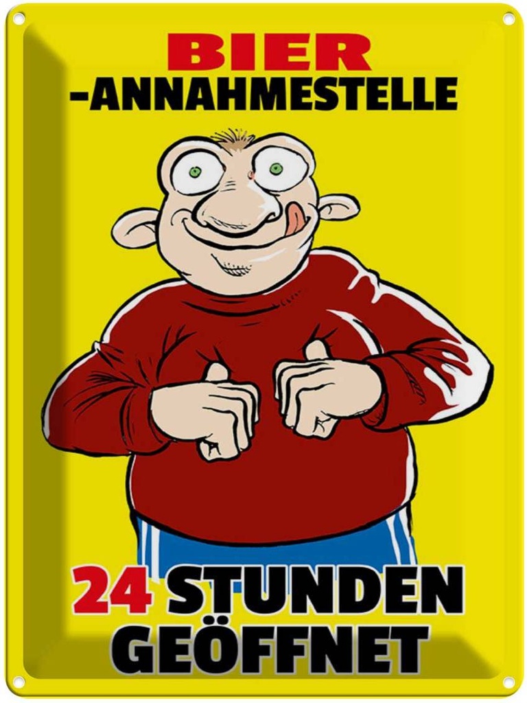 [LA-1789388] Blechschild 40x30 cm Alkohol Bierannahmestelle 24h geöffnet Bier Spruch Zitat