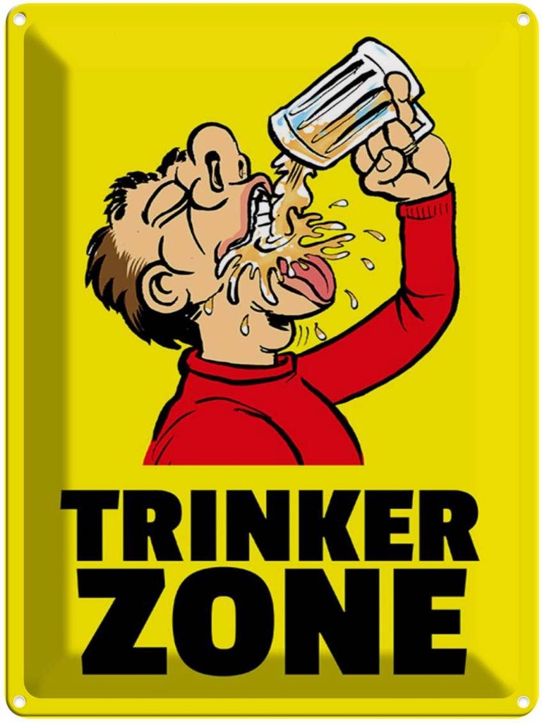 [LA-1789389] Blechschild 40x30 cm Alkohol Trinkerzone Bierkrug Witz Humor Lustig Spaß