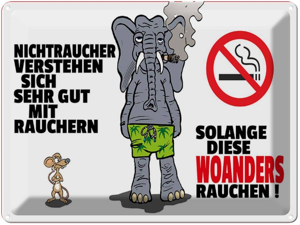 [LA-1789414] Blechschild 30x40 cm Nichtraucher verstehen sich mit Spruch Zitat