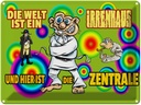 Blechschild 30x40 cm Welt ist Irrenhaus hier Zentrale Spruch Zitat
