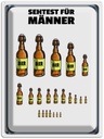 Blechschild 40x30 cm Alkohol Sehtest für Männer Bierflaschen Spruch Zitat
