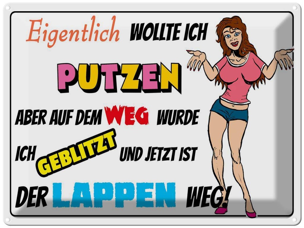 [LA-1789432] Blechschild 30x40 cm eigentlich wollte ich putzen Spruch Zitat
