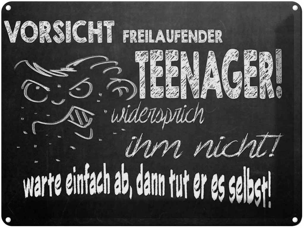 [LA-1789440] Blechschild 30x40 cm Vorsicht freilaufender Teenager Spruch Zitat