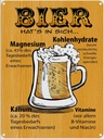 Blechschild 40x30 cm Bier hat's in sich Vitamine Spruch Zitat
