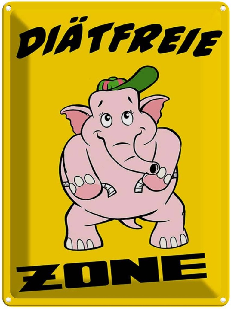 [LA-1789447] Blechschild 40x30 cm Diätfreie Zone Elefant Spruch Zitat