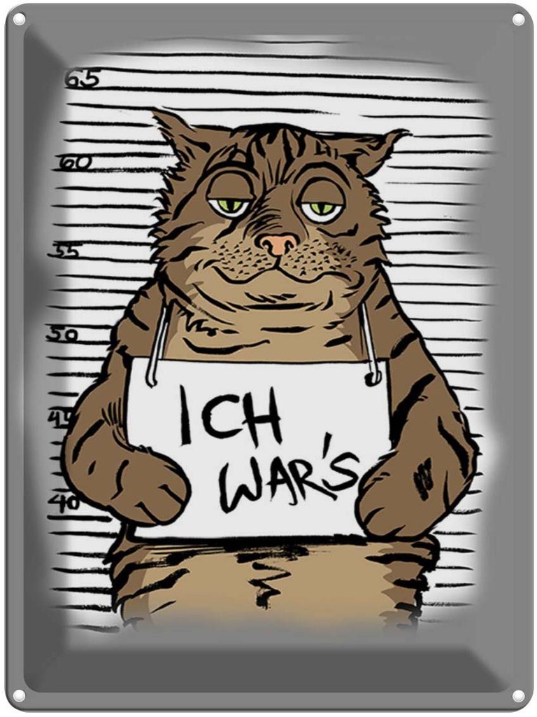 [LA-1789451] Blechschild 40x30 cm Katze Ich war's Mugshot Polizeifoto