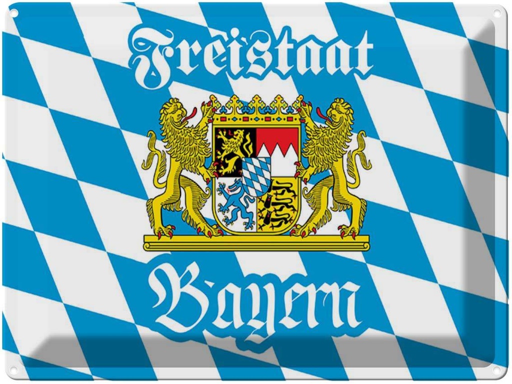 Blechschild 30x40 cm Bayern Freistaat Bayern Wappen