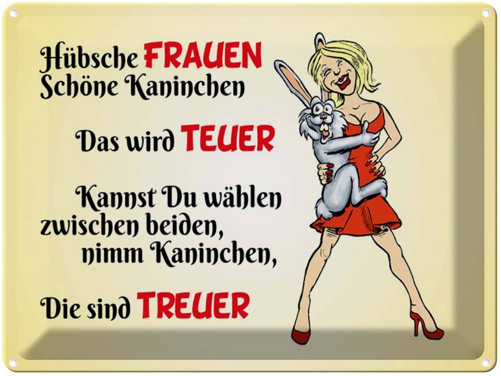 [LA-1789485] Blechschild 30x40 cm Hübsche Frauen schöne Kaninchen Spruch Zitat